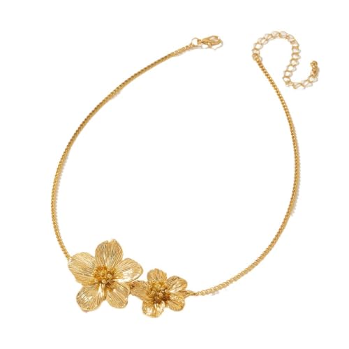 Flower Necklace for Women Flower Layered Necklaces Trendy Statement Necklace Floral