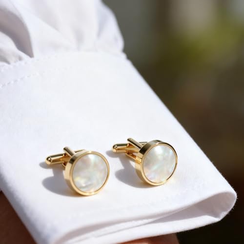 Set de Mancuernas para Hombre en Cobre Dorado con Nácar miniatura 4