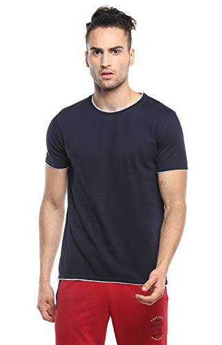 Image of Alan Jones Clothing Men's 100% Cotton Regular Fit Double Collar Round Neck T-Shirt