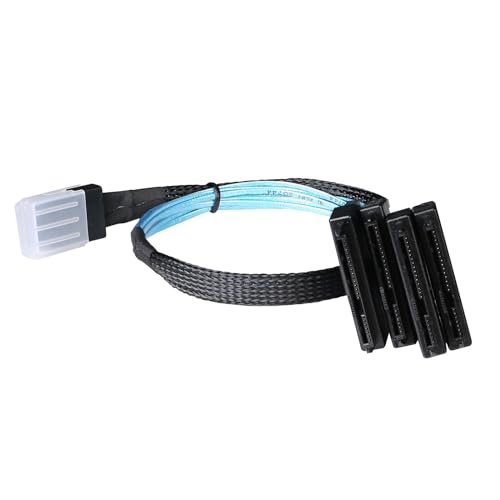 ADCAUDX Mini-SAS to SAS Cable: 0.5M SFF-8087 to SAS SFF-8087 to SFF-8482 x4 with SATA-Power Adapter Cable (1.6FT)