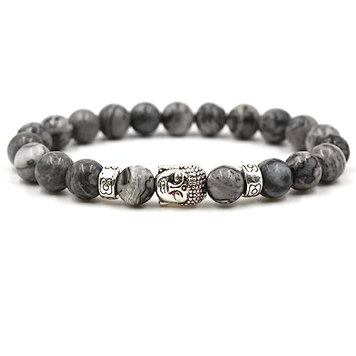 Bracelet en pierre naturelle 8mm avec pendentif Bouddha fait main 19cm