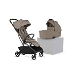 Silver Cross Nia Compact Travel Stroller & Carrycot - Cabin Approved - One-Hand Fold - Lie-Flat Seat - Lightweight - Suitable from Birth to 4 Years - Champagne