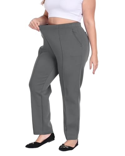 Plus Size Dress Pants for Women Casual Travel Business Work Trousers Style High Waisted Stretch Pant with Pockets2