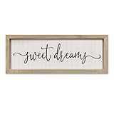 SRSZHIYUE Bedroom Above Bed Wall Decor Minimalist Sweet Dreams Sign 16''×6'' Small Couples Romantic Rustic Farmhouse Hanging Family Master Bedroom Guest Room Wall Horizontal Hanging Decoration(Wood)