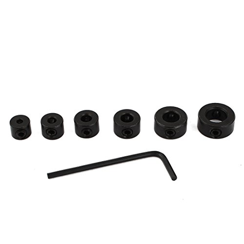 Aexit 6 in Drill Bits 1 3-10mm Internal Dia Woodworking Drill Bit Depth Stop Collar Brad-Point Drill Bits Set Black
