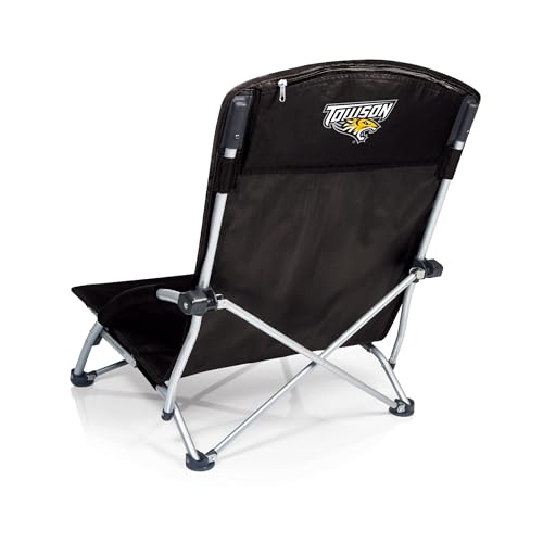 PICNIC TIME NCAA Towson University Tigers Tranquility Beach Chair with Carry Bag, Low Beach Chair for Adults, Low Lawn Chair, (Black)