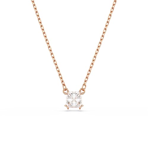 Swarovski Pendente Stilla Attract, Taglio Quadrato, Bianco, Placcato Tonalità Oro Rosa