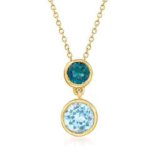 Ross-Simons 3.20 ct. t.w. London and Sky Blue Topaz Pendant Necklace in 18kt Gold Over Sterling. 18 inches