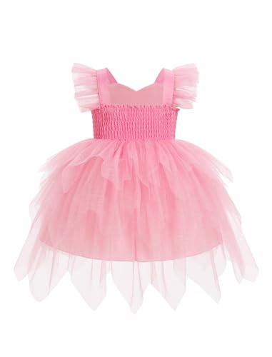 IDOPIP Toddler Girls Birthday Dresses Asymmetrical Ruffle Tulle Tutu Princess Birthday Party Dress Pageant Smocked Bow Gown2