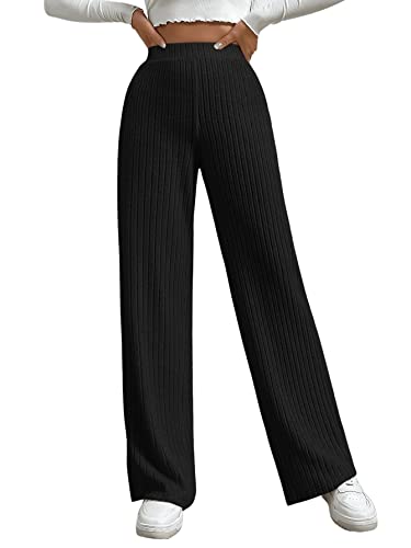 GORGLITTER Lange broek met wijde pijpen voor dames, met elastische tailleband, stretchbroek met hoge tailleband - Afbeelding 6