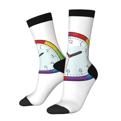 JDNFDR Bonitos calcetines de reloj de pared de dibujos animados con alta elasticidad y transpirabilidad, sin ninguna presión en los pies, unisex