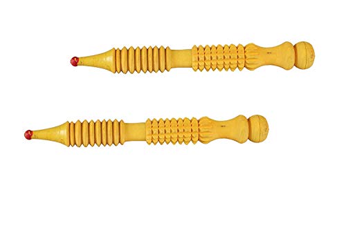 Image of Acupressure Wooden Jimmy Hand & Foot Roller Massager - Relaxes the Mind and Body, Pack of 2 (Yellow)
