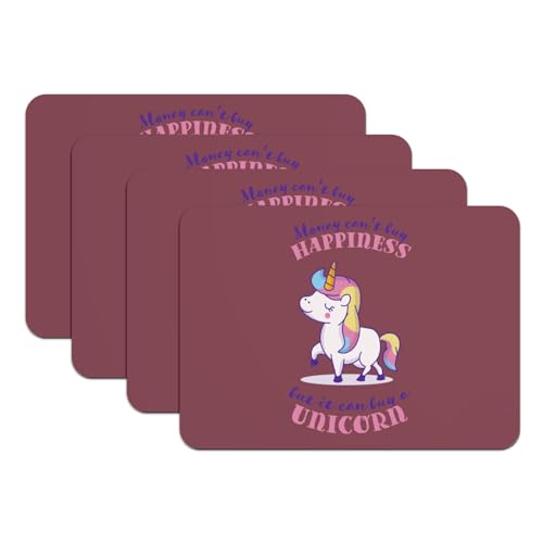 Sets de table grand format licorne rouge en caoutchouc lavable - 2