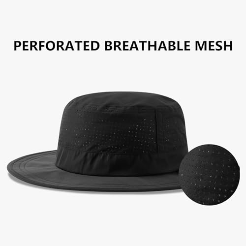 Image of UPF 50+ Bucket Sun Hat with Laser Perforated Mesh Cooling Adjustable Breathable Lightweight for Outdoor Men Women