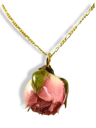 Collier bouton de rose en argent sterling 925 véritable plaqué or chic