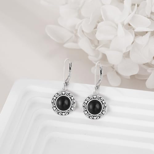 Gemstone Dangle Earrings for Women 925 Sterling Silver Round Gemstone Jewelry Birthday Christmas Gifts for Women Mom3