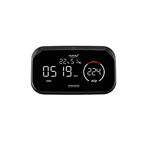 Huma-i Smart (HI-300), Indoor Air Quality Monitor Which Measures CO2, VOC, Particle Matter (PM2.5 PM10 PM1.0), Temperature, Humidity with a Mobile app, Black