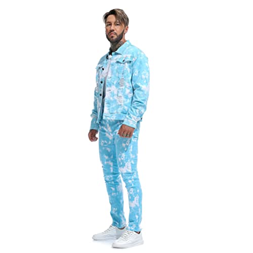 Image of RANMCC Men's Stretch Vintage Washed Long Sleeve Denim Jacket