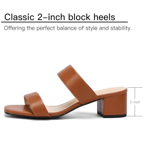 Image of Women's Heeled Sandals Two Strap Square Open Toe Heels 2-Inch Chunky Sandals Dress Shoes Wide Feet Friendly