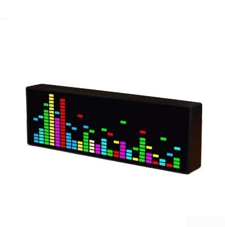 Music Spectrum Audio LED Music Spectrum Electronic Clock,Voice Control & Audio Cable Input, 384 RGB LEDs for Desktop Audio Visualizer, 12/24H Time Display & Alarm(Black)