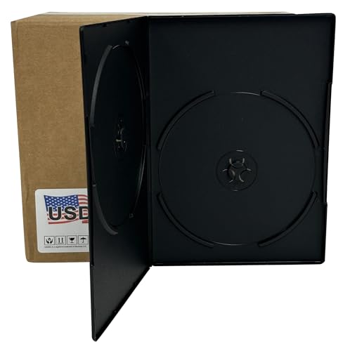 USDISC DVD Cases Slimline 7mm Premium, Double 2 Disc, Black, Pack of 10