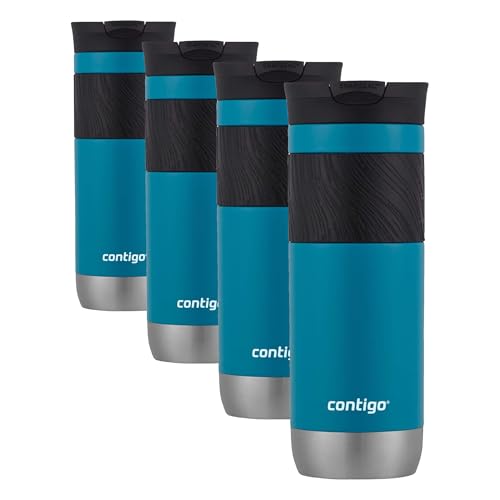 Image of Contigo Byron 2.0 Stainless Steel Travel Mug with SNAPSEAL Lid and Grip 20oz. Juniper (Pack of 4)