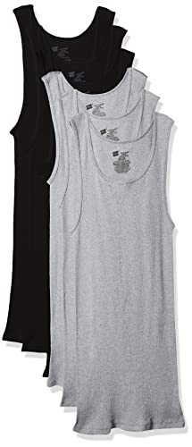 Hanes Men's Ribbed Moisture-Wicking Tank Top Undershirt 6pk - Gray/Black L