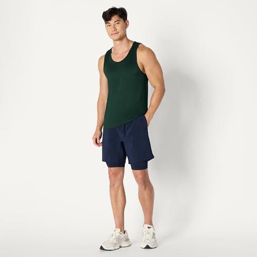Image of Amazon Essentials Men's Athletic Running Training Shorts, Performance Stretch Woven Workout Shorts, 7 inch