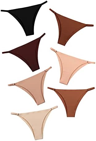 DEANGELMON Women String Bikini Panties Seamless Underwear Microfiber No Show Invisible Stretchy Soft Pack