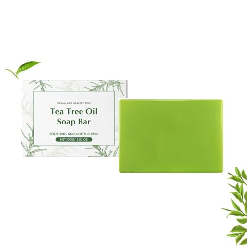 Tea Tree Oil Soap Bar, Natural Organic Bath Soaps, Body Wash Soap for Skin, Facial Cleanser and Moisturizer for Women Men, Removing Sweat and Odor, Soothing and Hydrating Body Wash for Clear Skin (1)