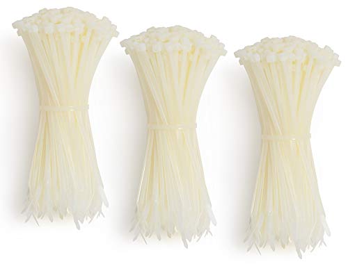 Zip Cable Ties, 5.5 Inch Long, White, 18 Pound, (1000 Pcs.) Strong Nylon Plastic, Heavy Duty Industrial Grade, Self-Locking, Uv Resistant, Organize, Bundle, Secure, Home, Office, Models, Crafts #TOP27