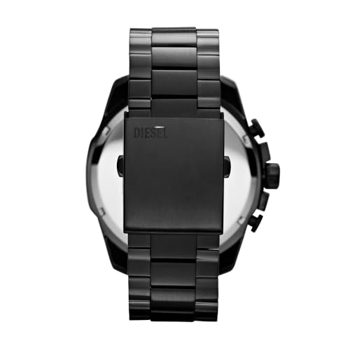 DIESEL Mega Chief Watch for Men, Chronograph Movement with Stainless Steel Strap
