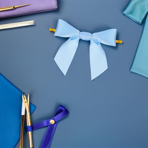 100 mini lazos de poliéster azul verde para decorar bolsas de regalo 6