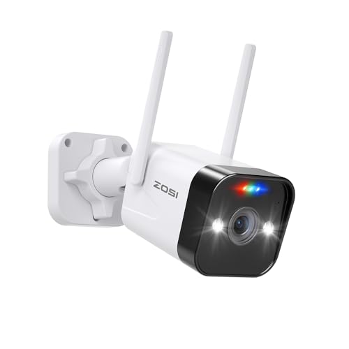 ZOSI 4MP Caméra Surveillance WiFi Extérieure, 2.5K Plug-in Caméra IP sans Fil, Audio Bidirectionnel, Alarme Sirène et Spotlight, Détection de...
