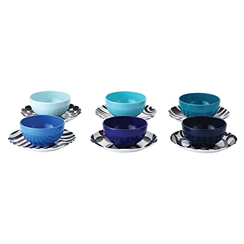 French Bull Melamine Mini Bowls For Snacks, Side Dishes, Dessert, Dipping Sauces Or Ice Cream - Colorful Assorted Set Of 6-10 Ounce - 4" Bowls - Shades Of Blue #TOP3