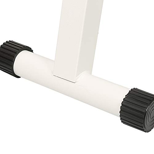 Sarah Multifunctioneel halterbank met halterschijven houder & opdruksteunen, intelligent vouwsysteem, trainingsbank opklapbaar, antislip poten, leder-look universele halterbank, zwart voor lange halters - Image 6