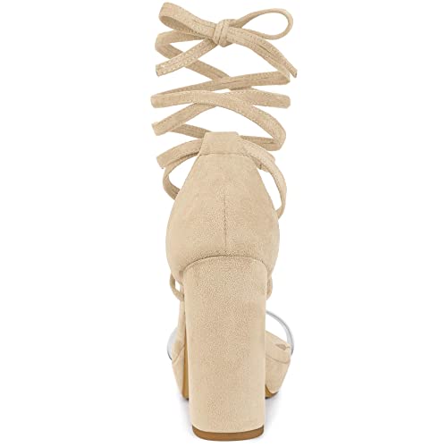Allegra K Women's Platform Lace Up Clear Chunky Heels Sandals4