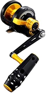 Capt Jay Fishing Jigging Reel Conventional Saltwater Lever Drag Slow Pitch Jigging Reel Powerful Dura Drag System Jigging Fishing Reel (S-60, Black Gold)