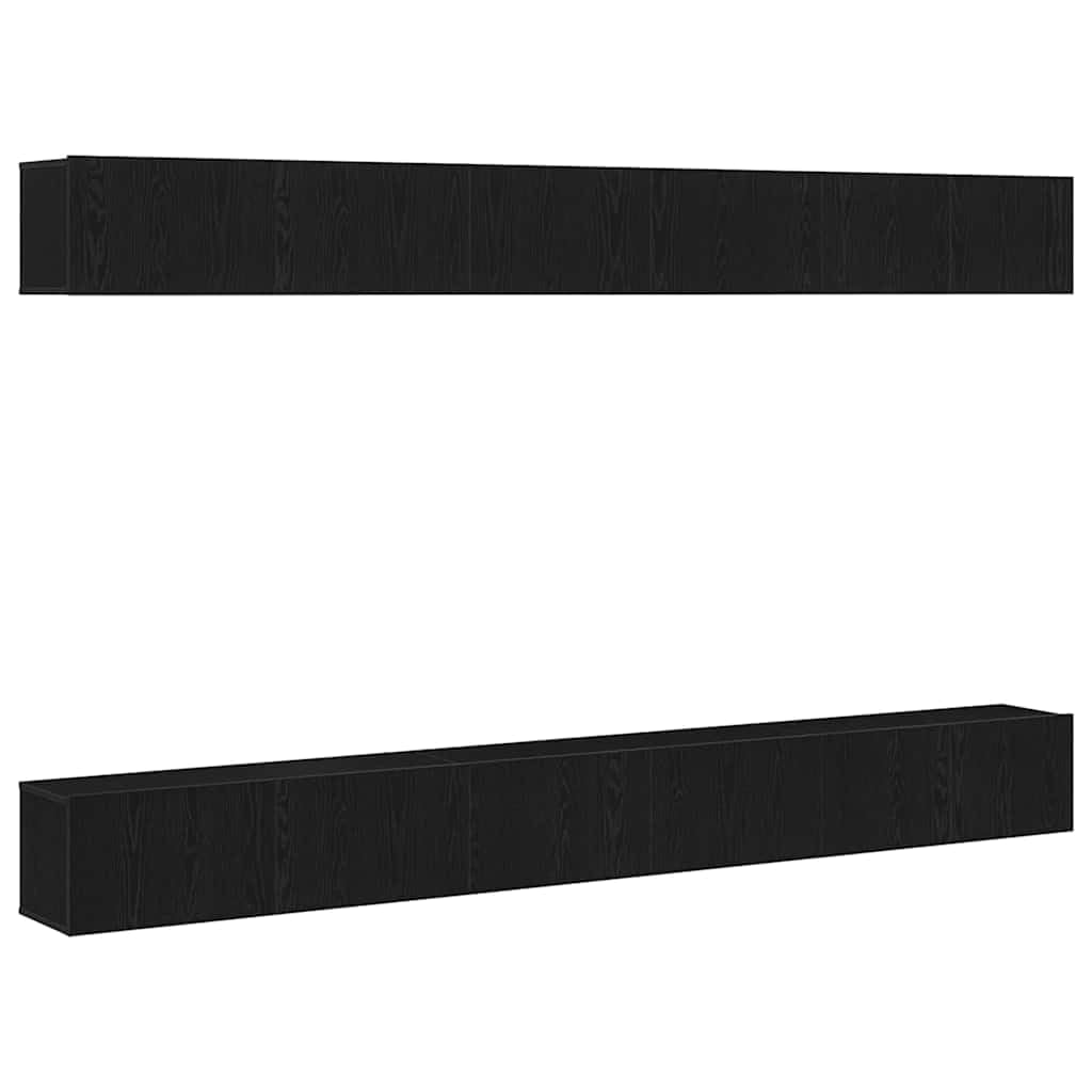 TV-Schrankset Wandmontiert, Schwarz Eichen-Optik Holzwerkstoff, Modernes Media-Center mit Stauraum für Wohnzimmer, 100x30x30 cm