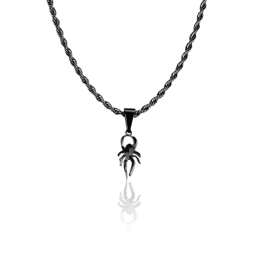 CRBNCNCPT® Collar con colgante de araña de fibra de carbono | Cadena de acero inoxidable negro | cadena de cuerda | Collar Noble | Joyas para hombres Cover