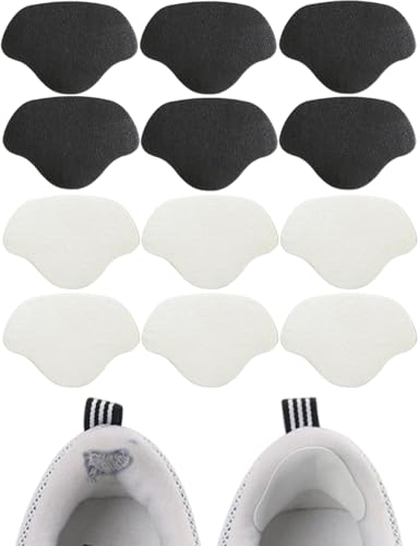 CENSIVI 6 Paires Réparation de Talon de Chaussure Patch - Patch de Prévention Trous de Chaussures, Autocollants à Talons Patchs Talon Auto-Adhésif, Coussinets Réparation Talon, Noir+Blanc