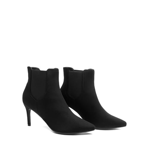 DREAM PAIRS Women's Pointed Toe Stiletto High Heel Ankle Booties,Size 8.5,Black/Suede,KIZZY-1