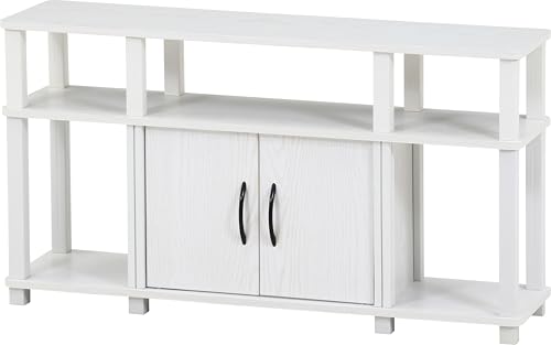 不二貿易 テレビ台 工具不要で組み立て簡単 幅110×奥行29.5×高さ58.9cm オーク ホワイト 52268