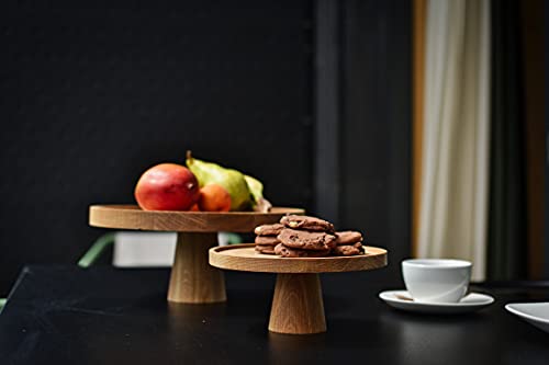 Natuhr Etagere Kuchenplatte - Stand - Servierplatte Obstkorb Tortenplatte Serviergeschirr Eiche Massivholz (21 cm Durchmesser)