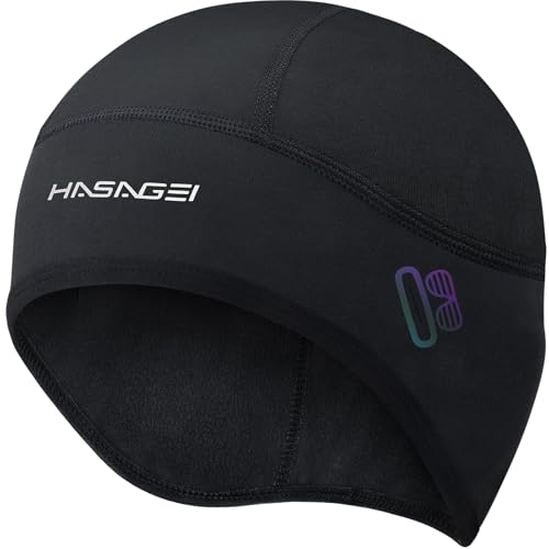 HASAGEI Winter Thermal Skull Cap for Men Windproof Helmet Liner with Full Ear Coverage & Eyewear Slots, Cycling Motorcycle Black