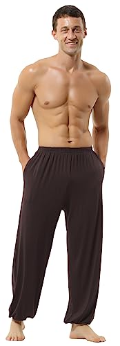 Hoerev Super Soft Modal Spandex Harem Yoga Pilates Schlauch，Kaffee，M