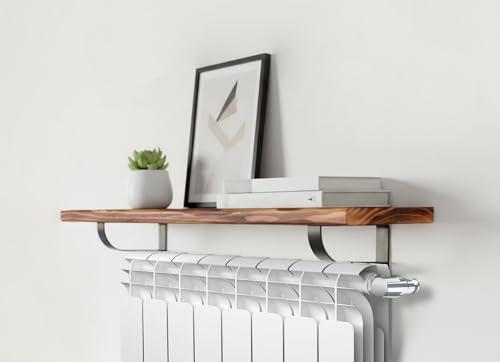 yapinto Radiator Shelf 50cm – No-Drill & Renter-Friendly – Easy Installation – Heat-Resistant Finish – Floating Decorative Shelf Above Radiator - Burnwood Pine.