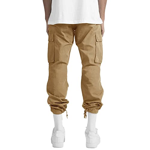 THWEI Mens Cargo Pants Casual Joggers Athletic Pants Cotton Loose Straight Sweatpants4