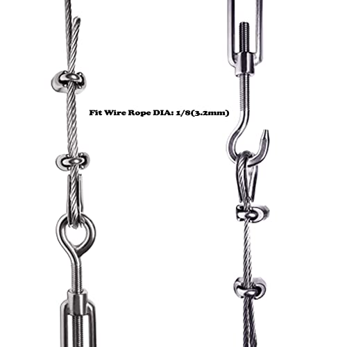 Turnbuckle Wire Tensioner (Hook and Eye) Wire Rope Tension, Stainless Steel 5PCS M6 Adjustable Turnbuckles Tensioner Set Heavy Duty, 20PCS 1/8 M3 Wire Rope Clamp, 10PCS M3 Loop Thimble miniatura 3