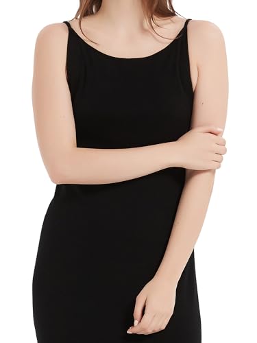 100% Merino Wool Women’s Casual Sleeveless Boat Neck Spaghetti Strap Bodycon Maxi Dress Black Long Dresses4